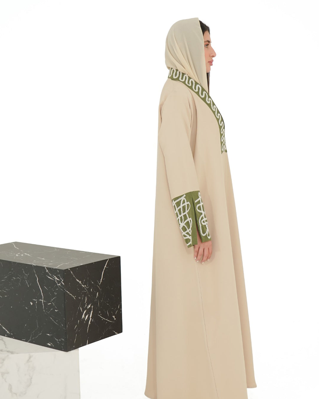 Emerald Beige Harmony Abaya