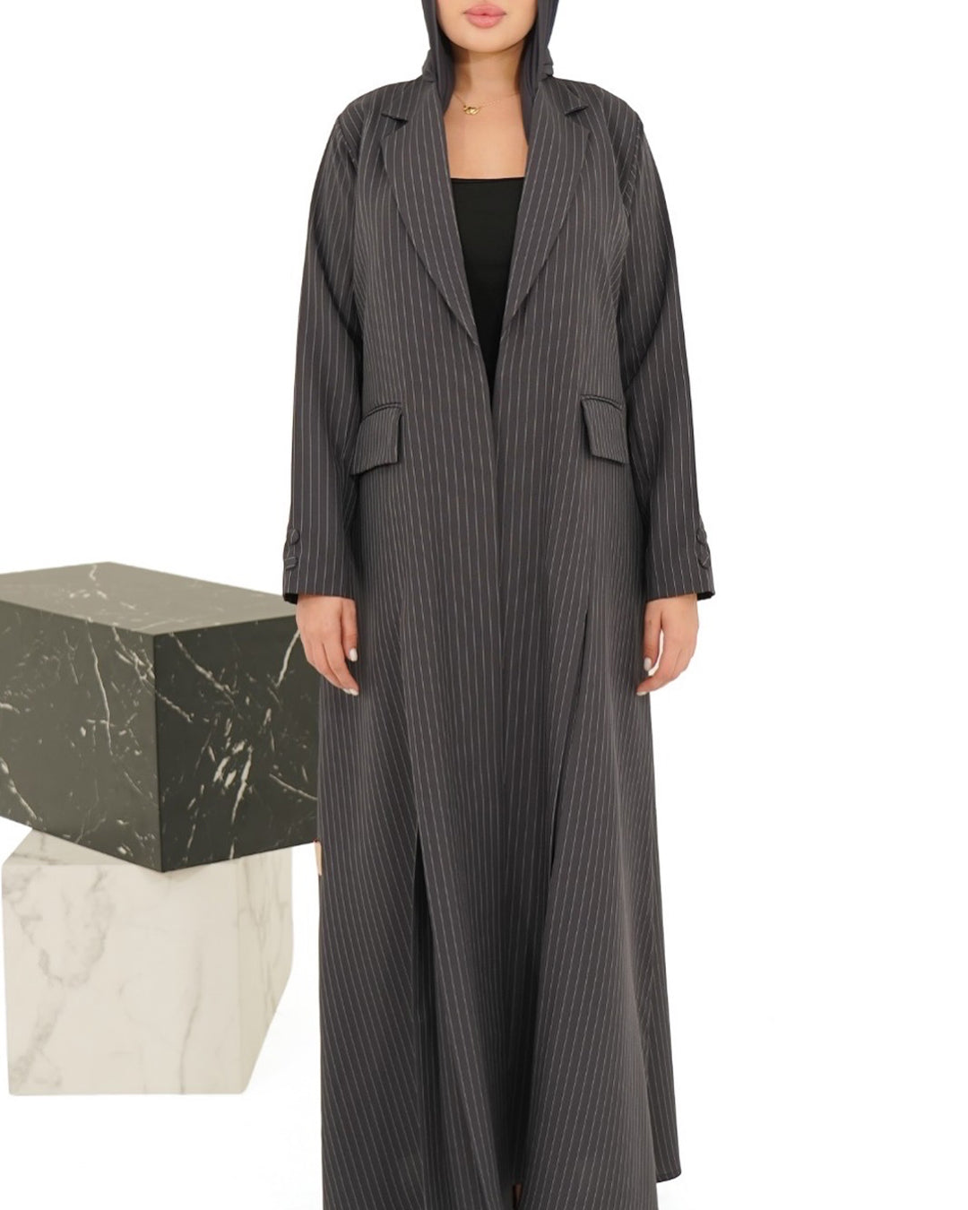 Striped Grey Abaya