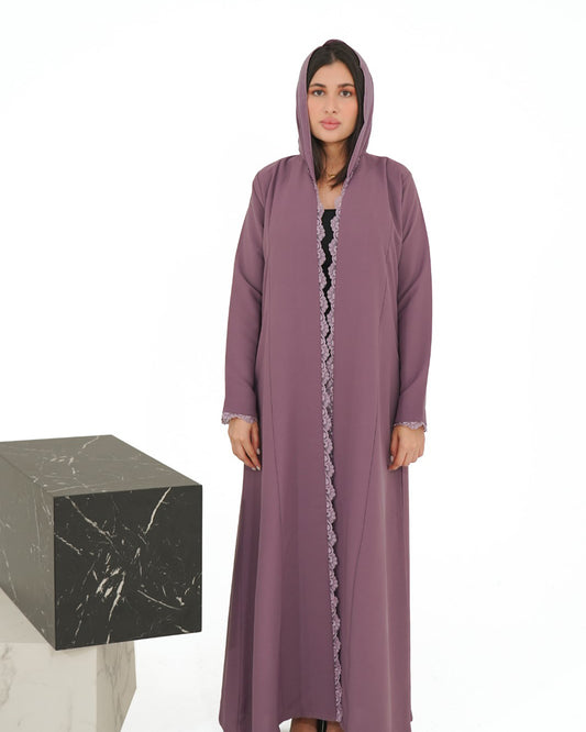 Lavender Lace Glow Abaya